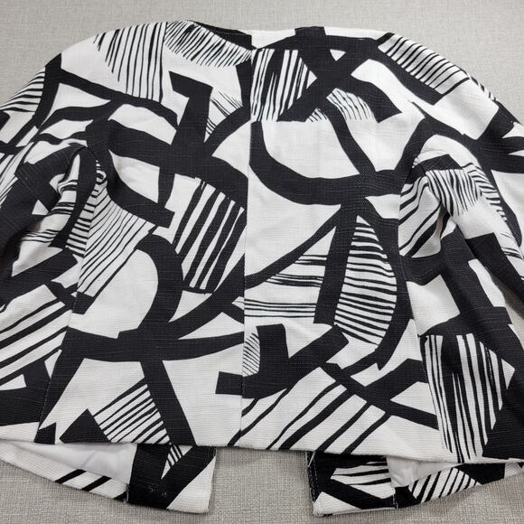 Chico's Womens Jacket Size 1 Black White Bi-Color Geometric Open Front Career - Picture 3 of 14